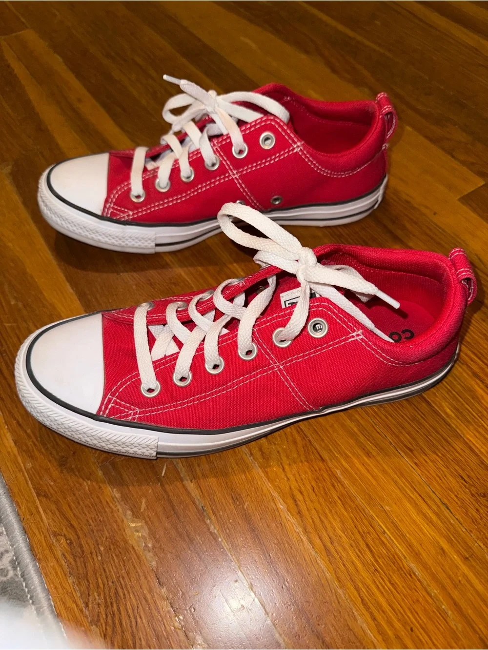 Women’s Red Low-Top Canvas Converse - Picture 2 of 5